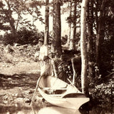 Handsome Young Couple on Rowboat Outing, Crystal Sharp Albumen Cabinet Photo