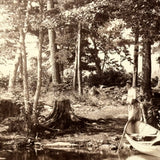 Handsome Young Couple on Rowboat Outing, Crystal Sharp Albumen Cabinet Photo