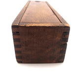 Lovely Lot of Old (Mostly Dyed) Bone Gaming Chips in Handmade Slide Top Box