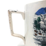 Loving Companions, Huge Bright White 19th C. Staffordshire Transferware Loving Cup