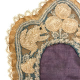 19th Century Iroquois Beaded Silk and Linen Frame with Pair of Squirrels (tintype not included)