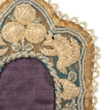 19th Century Iroquois Beaded Silk and Linen Frame with Pair of Squirrels (tintype not included)