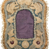 19th Century Iroquois Beaded Silk and Linen Frame with Pair of Squirrels (tintype not included)