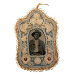 19th Century Iroquois Beaded Silk and Linen Frame with Pair of Squirrels (tintype not included)