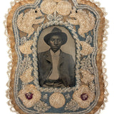 19th Century Iroquois Beaded Silk and Linen Frame with Pair of Squirrels (tintype not included)