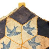 Lovely Antique Hand-sewn Piecework Pocket with Bluebirds