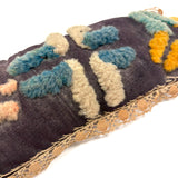 Large Antique Handmade Tufted Wool Pin Cushion with Hand-Tatted Border