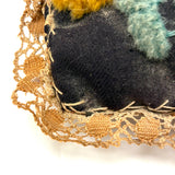 Large Antique Handmade Tufted Wool Pin Cushion with Hand-Tatted Border