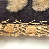 Large Antique Handmade Tufted Wool Pin Cushion with Hand-Tatted Border