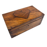 Heartfelt Handmade Walnut (?) Box with Relief Carved Heart and Fat Dovetail Joints