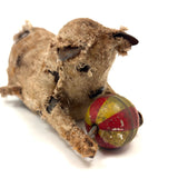 Much Distressed (Very Endearing) Old Mechanical Toy Cat with Striped Ball