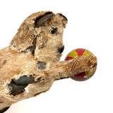 Much Distressed (Very Endearing) Old Mechanical Toy Cat with Striped Ball