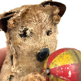 Much Distressed (Very Endearing) Old Mechanical Toy Cat with Striped Ball