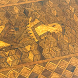 Nani Pocolo's Amazing 1897 Intarsia Marquetry Box with Costumed Beauty Dangling Cherries at Center