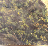 Two Fisherman at Waterfall, Earlier 19th Century Small Mounted Oil on Linen Painting  (Presumed Fragment)