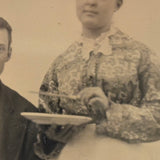 Beatific Wife Subtly Pointing Knife at Husband, Wonderfully Subversive Feeling Antique Sixth Plate Tintype