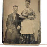 Beatific Wife Subtly Pointing Knife at Husband, Wonderfully Subversive Feeling Antique Sixth Plate Tintype