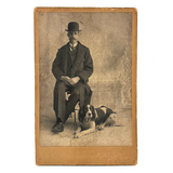Man in Bowler with Pointer, Moody Antique Cabinet Card, Red Bank, NJ