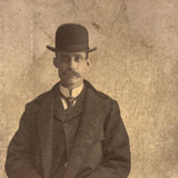 Man in Bowler with Pointer, Moody Antique Cabinet Card, Red Bank, NJ
