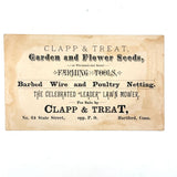 Return from the Insect Fair, Very Scarce Clapp and Treat Seeds Trade Card, Hartford CT, 1890s