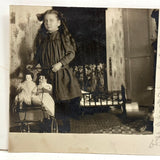 Girl with Two Dolls Giving Maximum Side Eye, Full of Life Antique Real Photo Postcard
