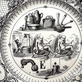 Pair of 19th Century French Rebus Plates with Solutions on Reverse