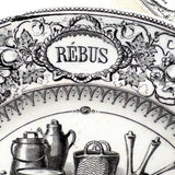 Pair of 19th Century French Rebus Plates with Solutions on Reverse