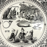 Pair of 19th Century French Rebus Plates with Solutions on Reverse