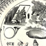 Pair of 19th Century French Rebus Plates with Solutions on Reverse