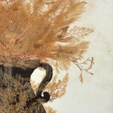 Lush Victorian Sea Moss Composition with Cut Paper Urn, Mid 19th Century, Period Oak Frame