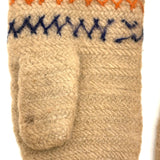 SOLD Very Tender, Densely Knit, Heavy Wool Presumed Antique Swedish Child's Mittens with Embroidery and Fringe
