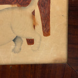 Three Cats with Blue String, c. 1870s Theorem Watercolor in Period Frame