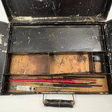 Patina-Full 19th Century Tin Fold Out Painter's Box, As Found (with Brushes and Ballantine Bottle Opener)