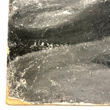 Sailboats, Mountains, Two Figures On Shore, Large Unframed Early Sandpaper Drawing