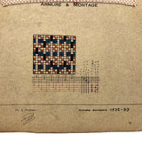 1932-33 French Weaving School Matelasse Weaving Pattern and Sample