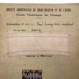 1932-33 French Weaving School Matelasse Weaving Pattern and Sample