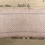 1932-33 French Weaving School Matelasse Weaving Pattern and Sample