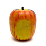 Extra Large Old Painted Treen Apple with Stencil Painted Green Leaves