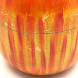 Extra Large Old Painted Treen Apple with Stencil Painted Green Leaves