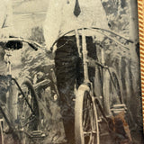 Two Young Men with Early Bicycles, c. 1880s-90s Tintype Under Glass in Foil Wrap