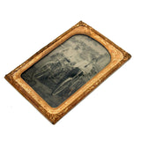 Two Young Men with Early Bicycles, c. 1880s-90s Tintype Under Glass in Foil Wrap