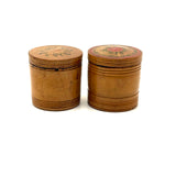 Lovely Pair of 19th Century Treen Boxes with Paint Decorated, Threaded Lids