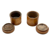 Lovely Pair of 19th Century Treen Boxes with Paint Decorated, Threaded Lids