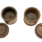 Lovely Pair of 19th Century Treen Boxes with Paint Decorated, Threaded Lids