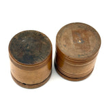 Lovely Pair of 19th Century Treen Boxes with Paint Decorated, Threaded Lids