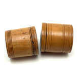 Lovely Pair of 19th Century Treen Boxes with Paint Decorated, Threaded Lids