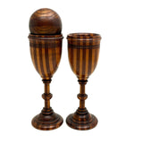 Lovely Pair of Treen Goblets with Marquetry Darning Ball, Sold as Set