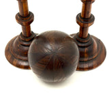 Lovely Pair of Treen Goblets with Marquetry Darning Ball, Sold as Set