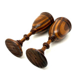 Lovely Pair of Treen Goblets with Marquetry Darning Ball, Sold as Set
