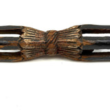 Fancy 19th Century Carved Double Ball in Cage Whimsy (Presumed Weaving Shuttle) in Original Polychrome #2